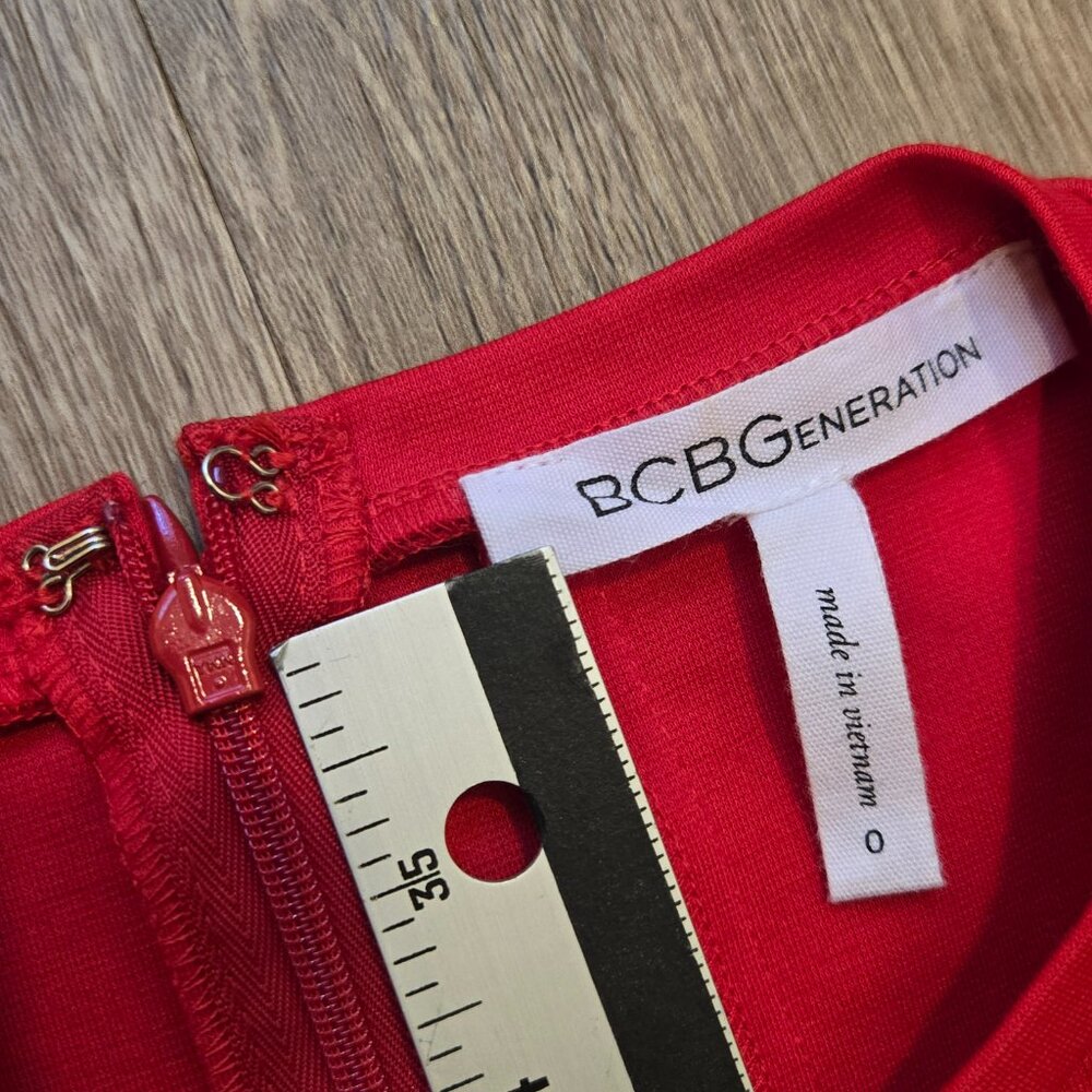 BCBG Generation red ruffle sleeveless dress Size 0 fit and flare cocktail Skater - Picture 4 of 8